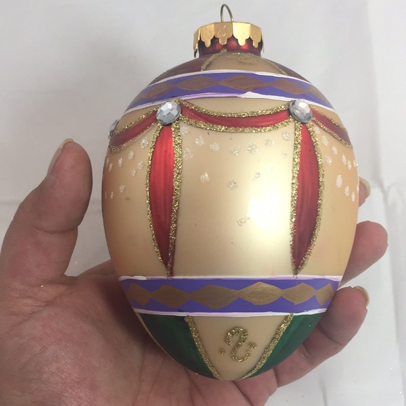 Vintage GKI/Bethlehem Glass Christmas ornament up-cycled with Swarovski Crystals - Picture 3 of 8